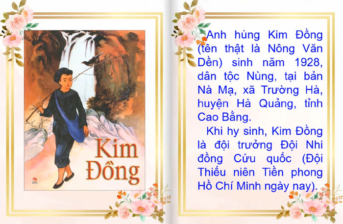 MÌnh tạo câu chuyện tiểu sử anh Kim đồng bằng sách lật